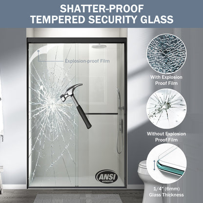 44" - 48" W x 72" H Semi-Frameless Double Sliding Shower Door, D03-48