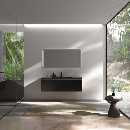 48" Liner - Floating Bathroom Vanity, Smoked Walnut & lnk Black V16-48WAB