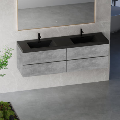 72" Edi - Modern Wall-mounted Bathroom Vanity V12-72GR