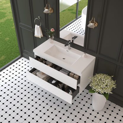 42" Angela - Floating Bathroom Vanity Glossy White V11-42GW