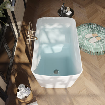 49" Acrylic Freestanding Japanese Sit-in Soaking Bathtub, Glossy White AMA-49