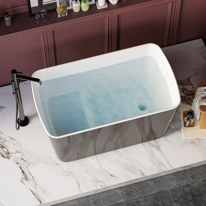 49" Acrylic Freestanding Japanese Sit-in Soaking Bathtub, Glossy Black AMA-49B