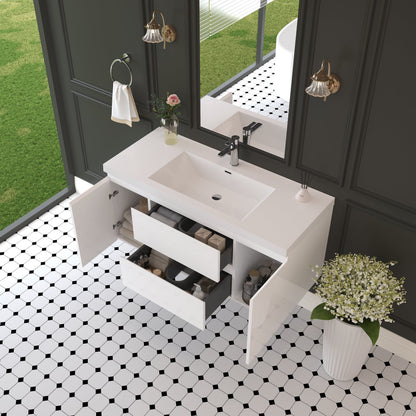 48" Angela - Floating Bathroom Vanity Glossy White V11-48GW