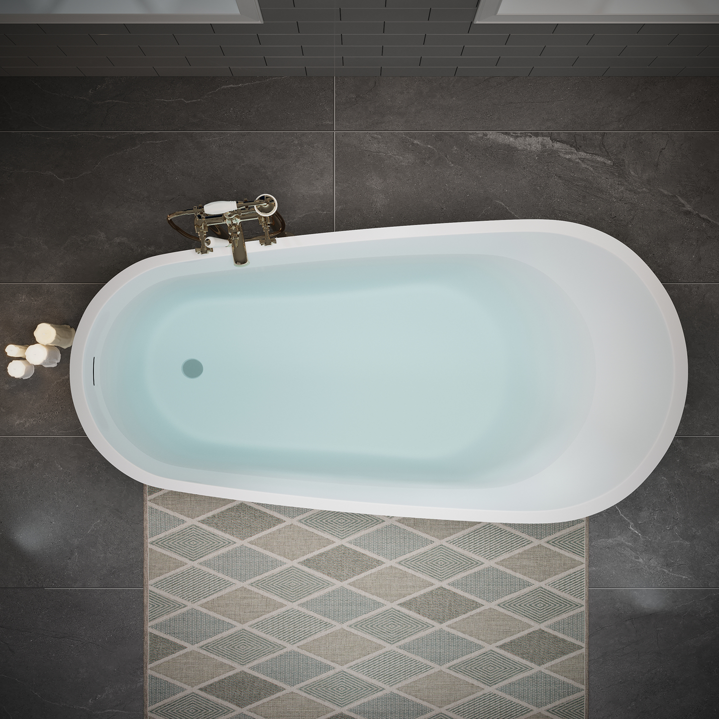 55"/60"/63" Modern Single Slipper Freestanding Acrylic Bathtub, Glossy White A04