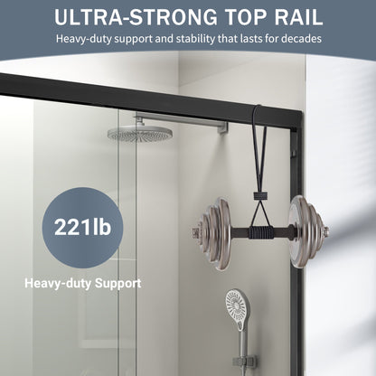 56" - 60" W x 72" H Semi-Frameless Double Sliding Shower Door, D03-60