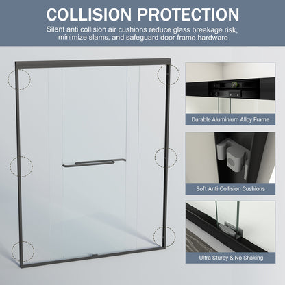 56" - 60" W x 72" H Semi-Frameless Double Sliding Shower Door, D03-60