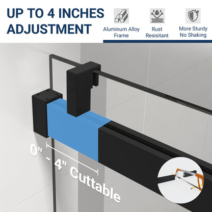 56" – 60" W x 76" H Frameless Soft-Close Single Sliding Shower Door, D01-60