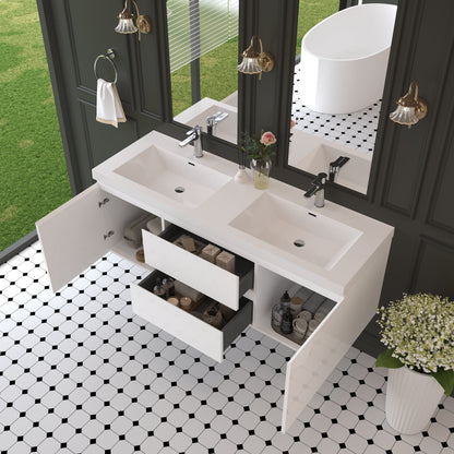 60" Angela - Floating Bathroom Vanity Double Sink Glossy White V11-60DGW