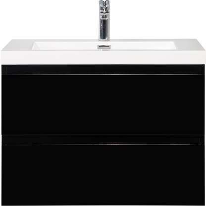 30" Angela - Floating Bathroom Vanity Glossy Black V11-30GB