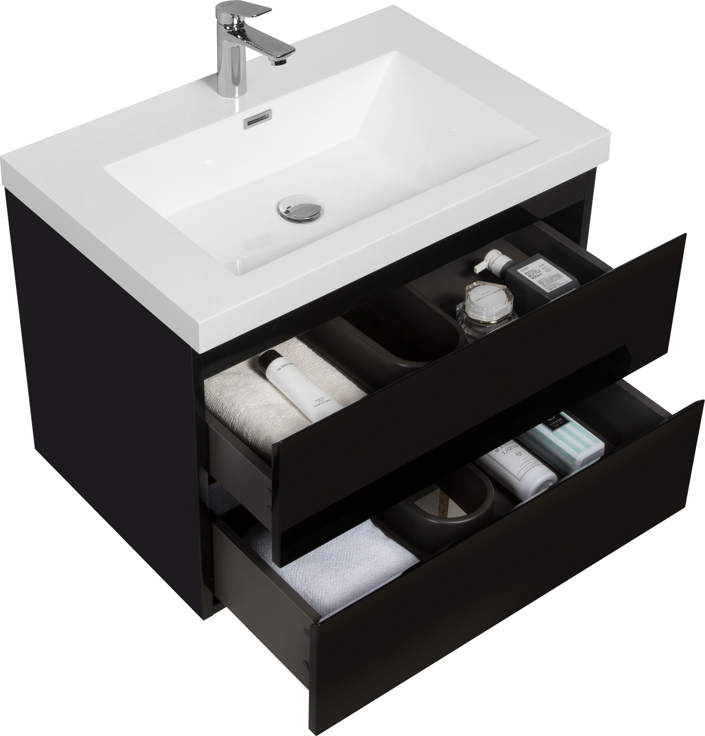 30" Angela - Floating Bathroom Vanity Glossy Black V11-30GB