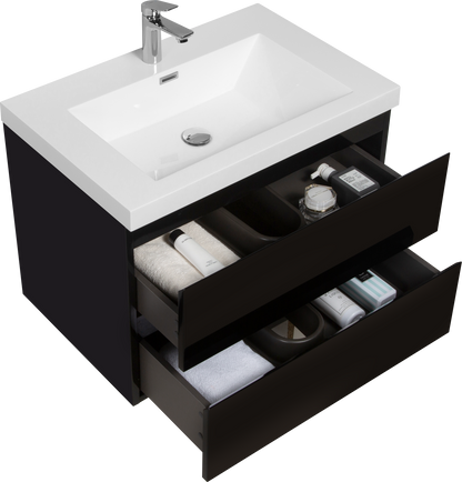 30" Angela - Floating Bathroom Vanity Glossy Black V11-30GB