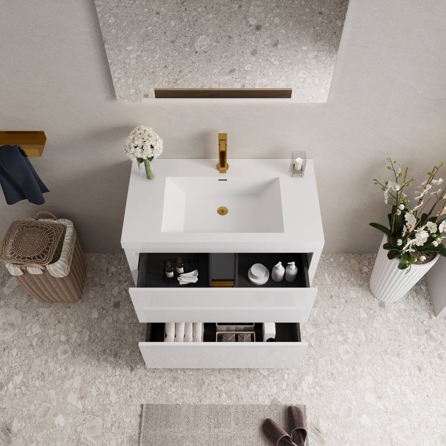 36" Aurelia - Freestanding Bathroom Vanity, Glossy White V14-36GW