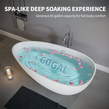59" Freestanding Solid Surface Soaking Bathtub S02