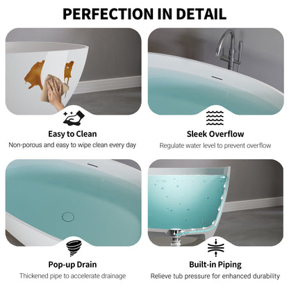 59" Freestanding Solid Surface Soaking Bathtub S02