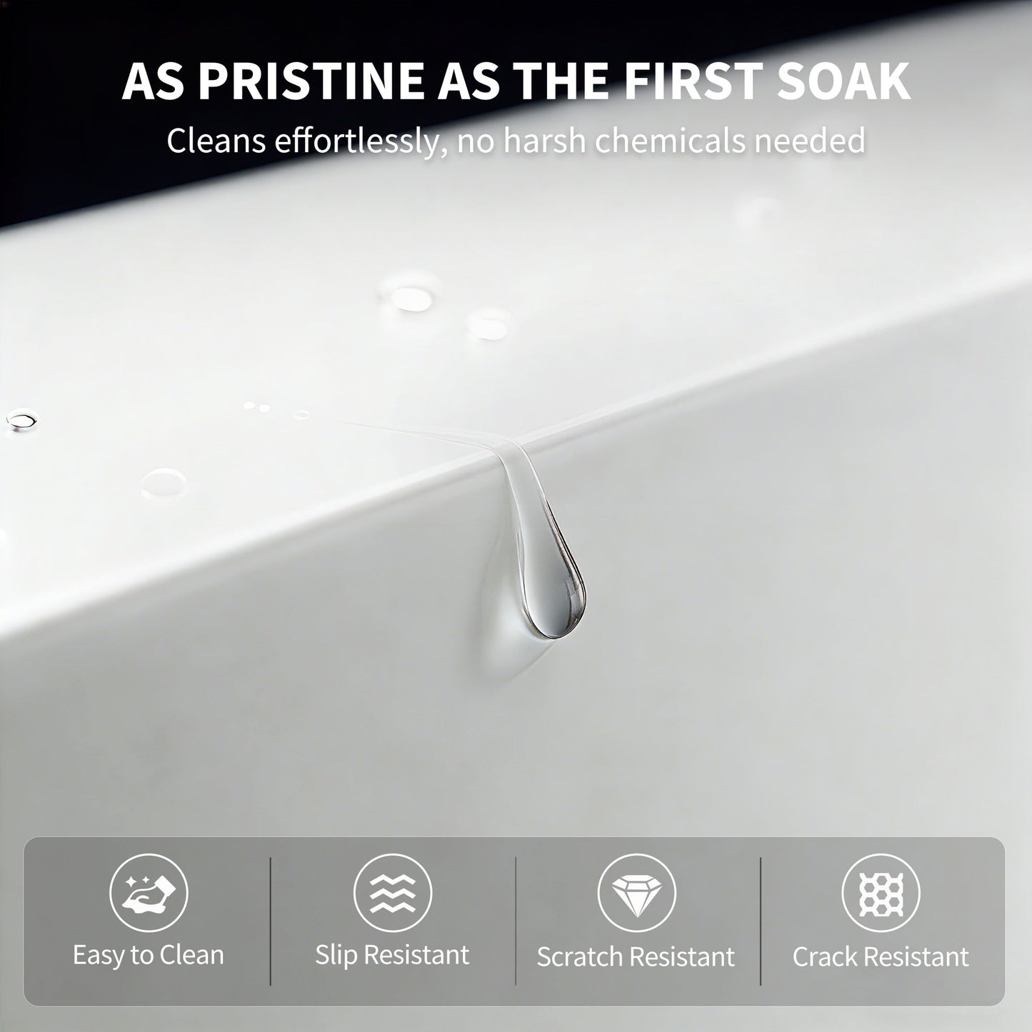 63" Freestanding Engineered Stone Resin Bathtub, Matte/Gloss White S05-63