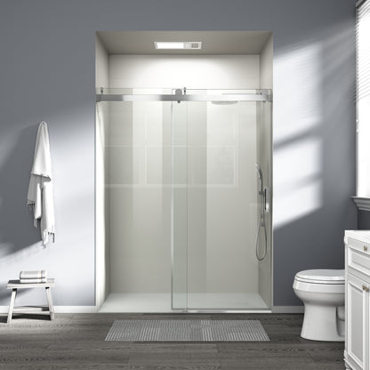 56" – 60" W x 76" H Frameless Soft-Close Single Sliding Shower Door, D01-60