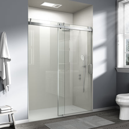 56" – 60" W x 76" H Frameless Soft-Close Single Sliding Shower Door, D01-60
