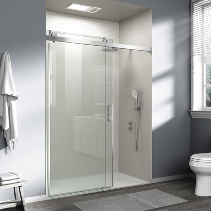 56" – 60" W x 76" H Frameless Soft-Close Single Sliding Shower Door, D01-60