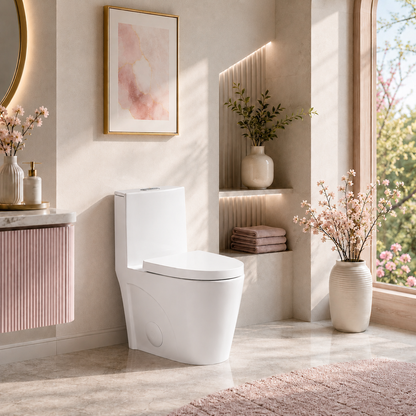 One-Piece Toilet, Dual Flush 1.1/1.6 GPF, Glossy White T01-GW