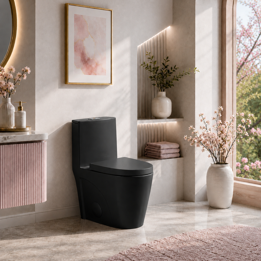 One-Piece Toilet, Dual Flush 1.1/1.6 GPF, Matte Black  T01-MB