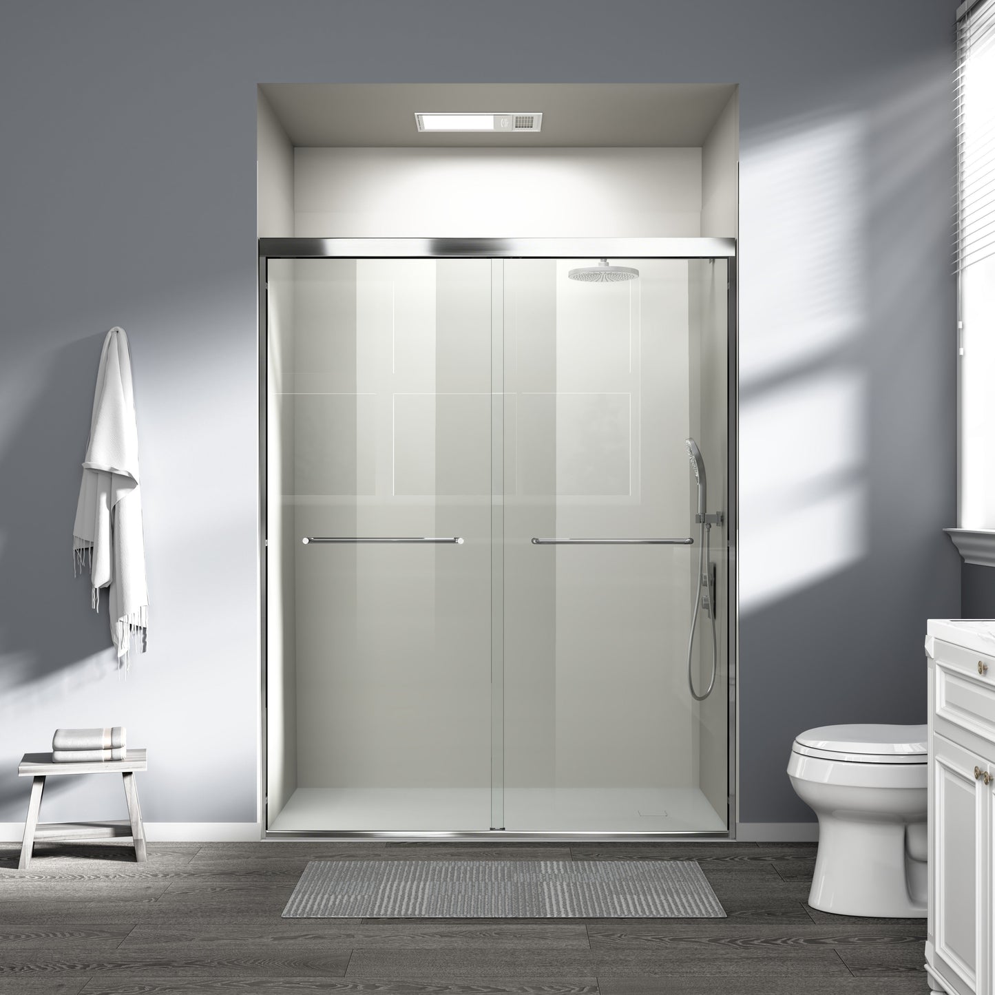 56" - 60" W x 72" H Semi-Frameless Double Sliding Shower Door, D03-60