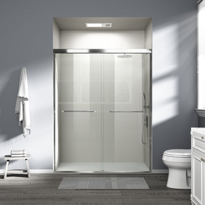 56" - 60" W x 72" H Semi-Frameless Double Sliding Shower Door, D03-60