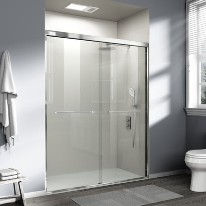 56" - 60" W x 72" H Semi-Frameless Double Sliding Shower Door, D03-60