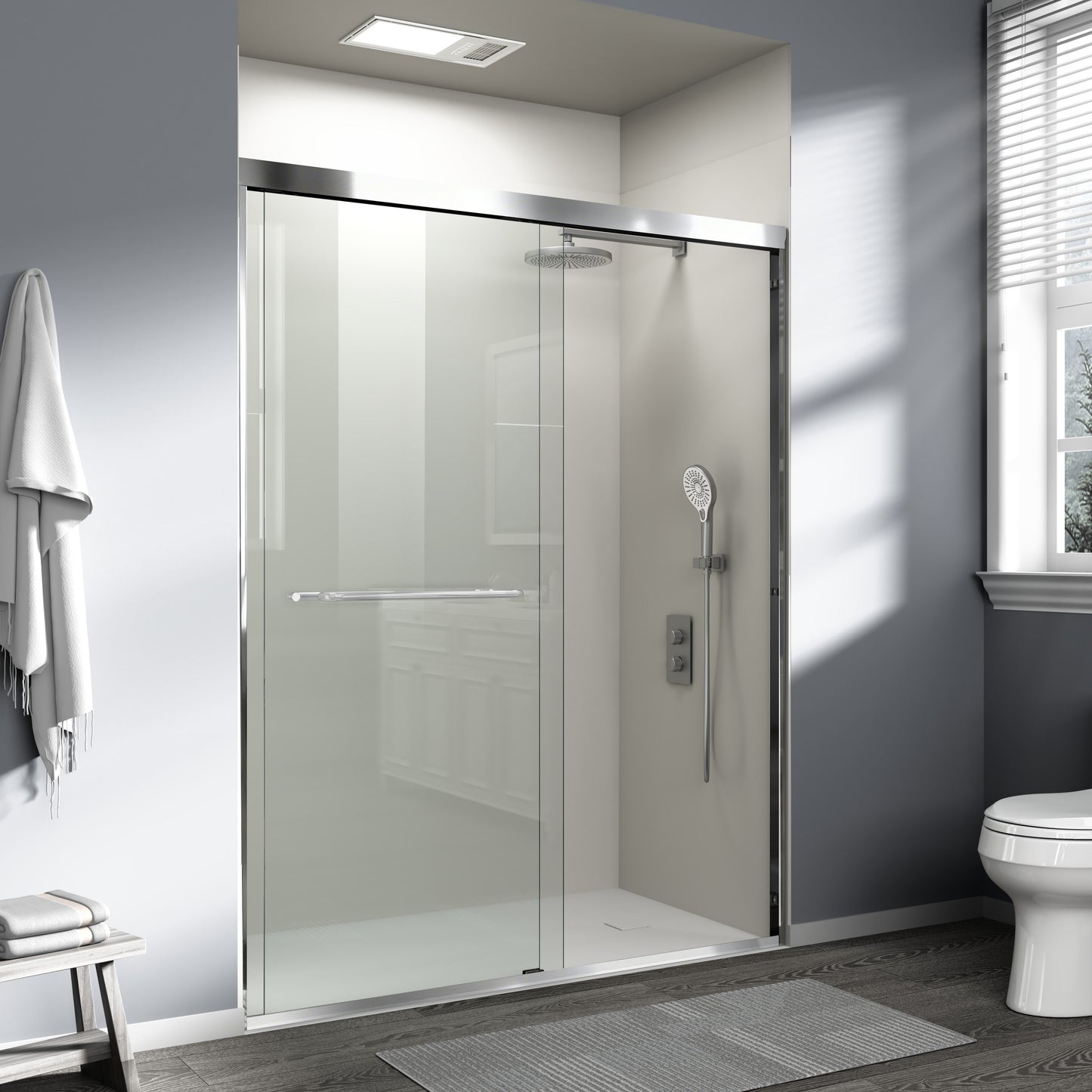 56" - 60" W x 72" H Semi-Frameless Double Sliding Shower Door, D03-60