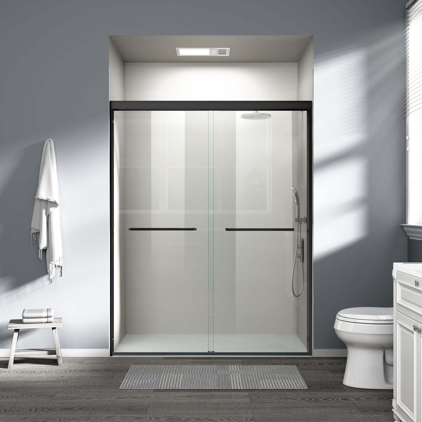 56" - 60" W x 72" H Semi-Frameless Double Sliding Shower Door, D03-60