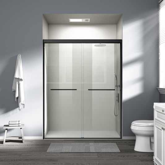 56" - 60" W x 72" H Semi-Frameless Double Sliding Shower Door, D03-60