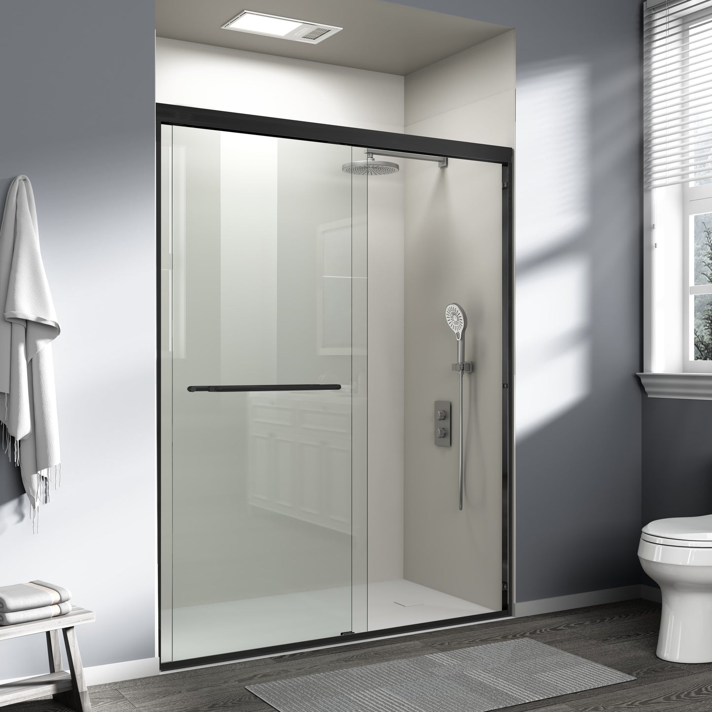 56" - 60" W x 72" H Semi-Frameless Double Sliding Shower Door, D03-60
