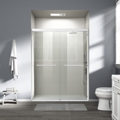 56" - 60" W x 72" H Semi-Frameless Double Sliding Shower Door, D03-60