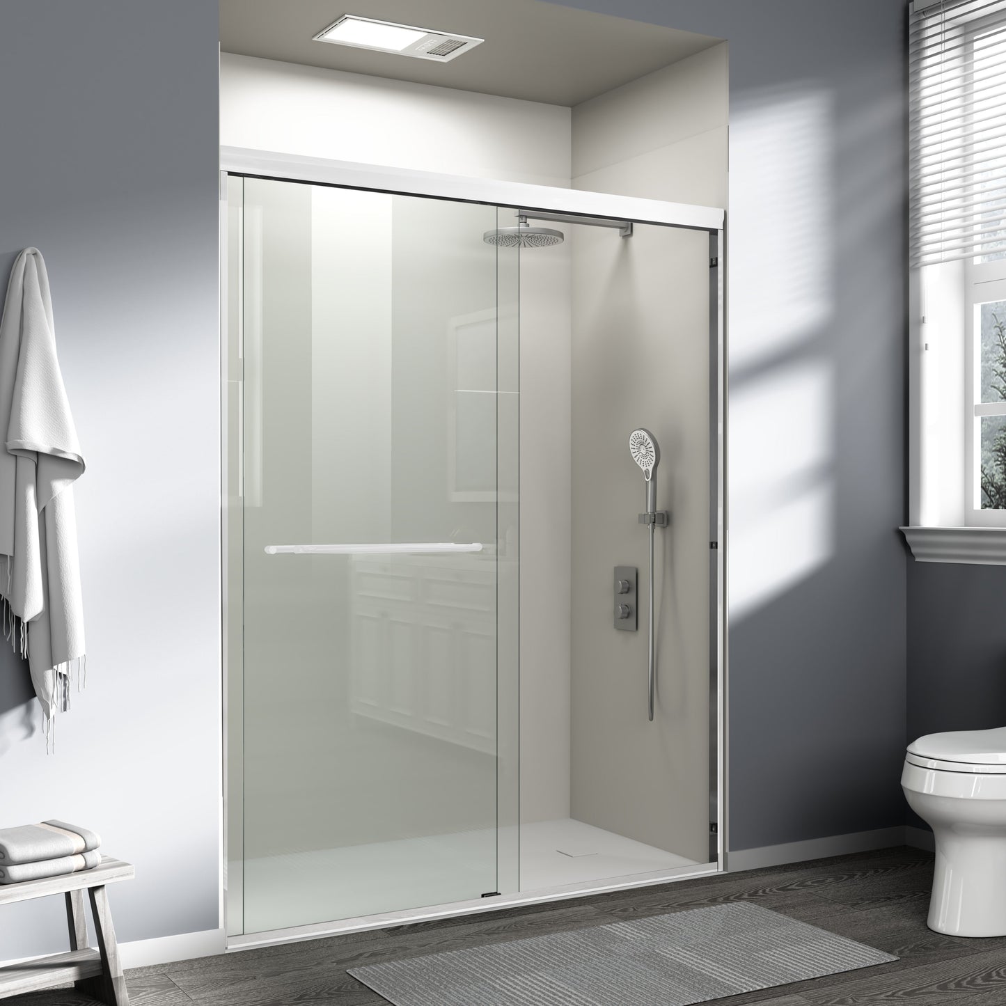 56" - 60" W x 72" H Semi-Frameless Double Sliding Shower Door, D03-60