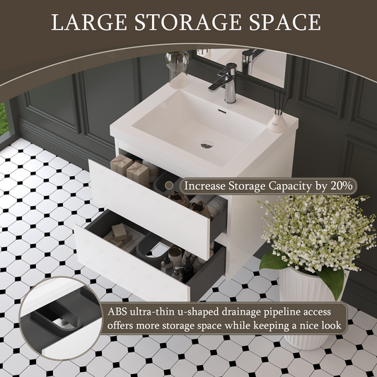 24" Angela - Floating Bathroom Vanity Glossy White