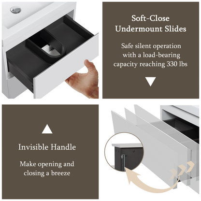 24" Angela - Floating Bathroom Vanity Glossy White