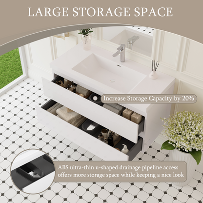 42" Angela - Floating Bathroom Vanity Glossy White V11-42GW