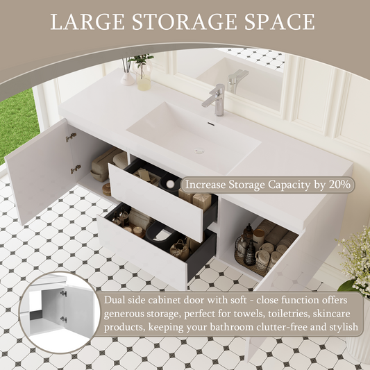 60" Angela - Floating Bathroom Vanity Single Sink Glossy White V11-60SGW