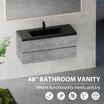 48" Edi - Modern Wall-mounted Bathroom Vanity V12-48GR