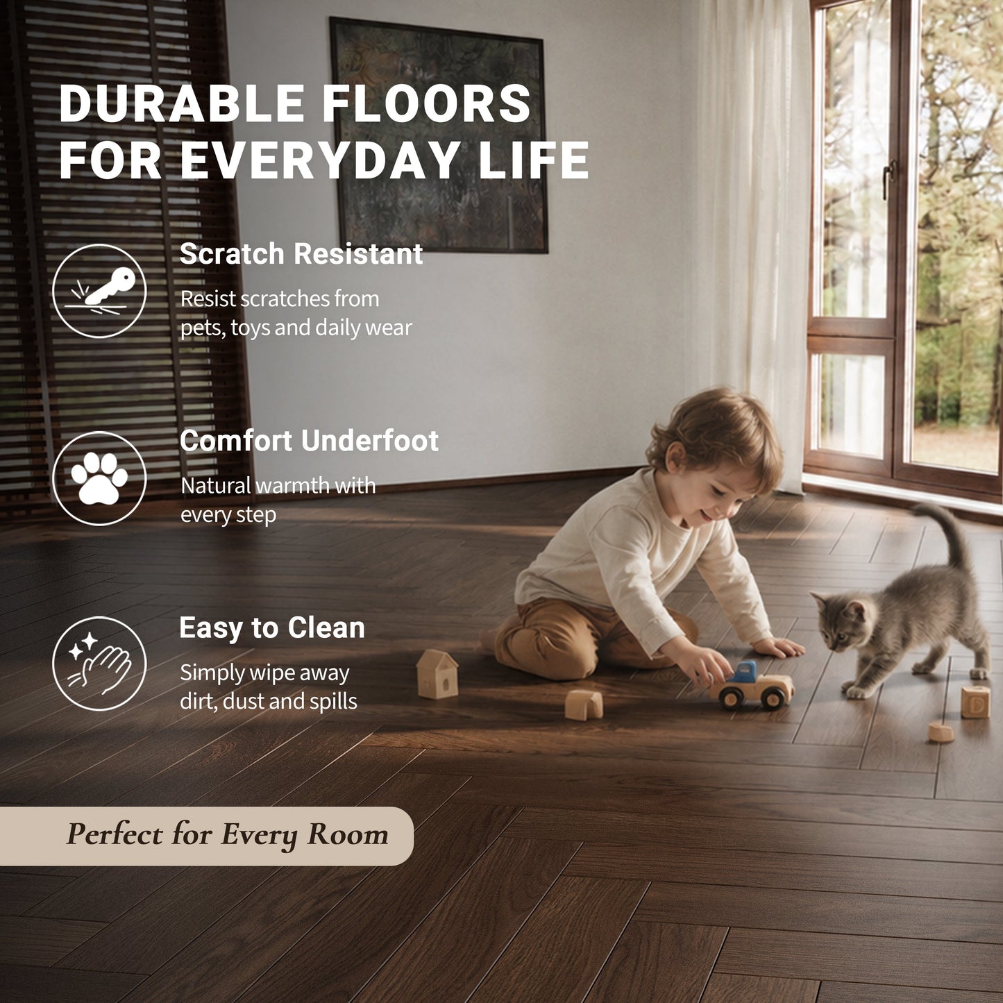 9/16" T x 7-1/2" W Multilayer Engineered Flooring T&G (19.63 Sq. Ft.), Amber Walnut F01-AW
