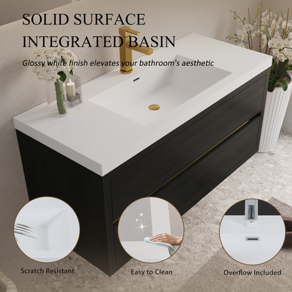 48" Aurelia - Floating Bathroom Vanity, Espresso Wood V15-48EW