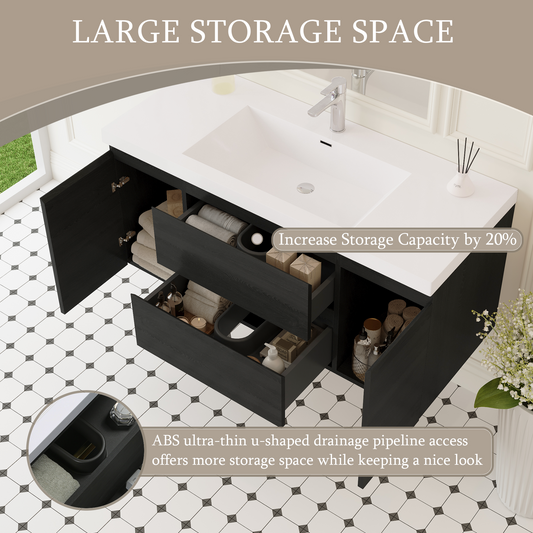 48" Angela - Floating Bathroom Vanity Espresso Wood V11-48EW