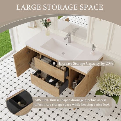 48" Angela - Floating Bathroom Vanity Natural Oak V11-48NO