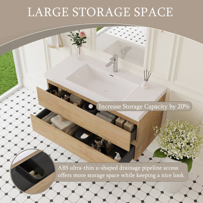 42" Angela - Floating Bathroom Vanity Natural Oak V11-42NO