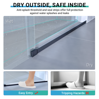 56" - 60" W x 76" H Frameless Bathroom Single Sliding Shower Door D06-60