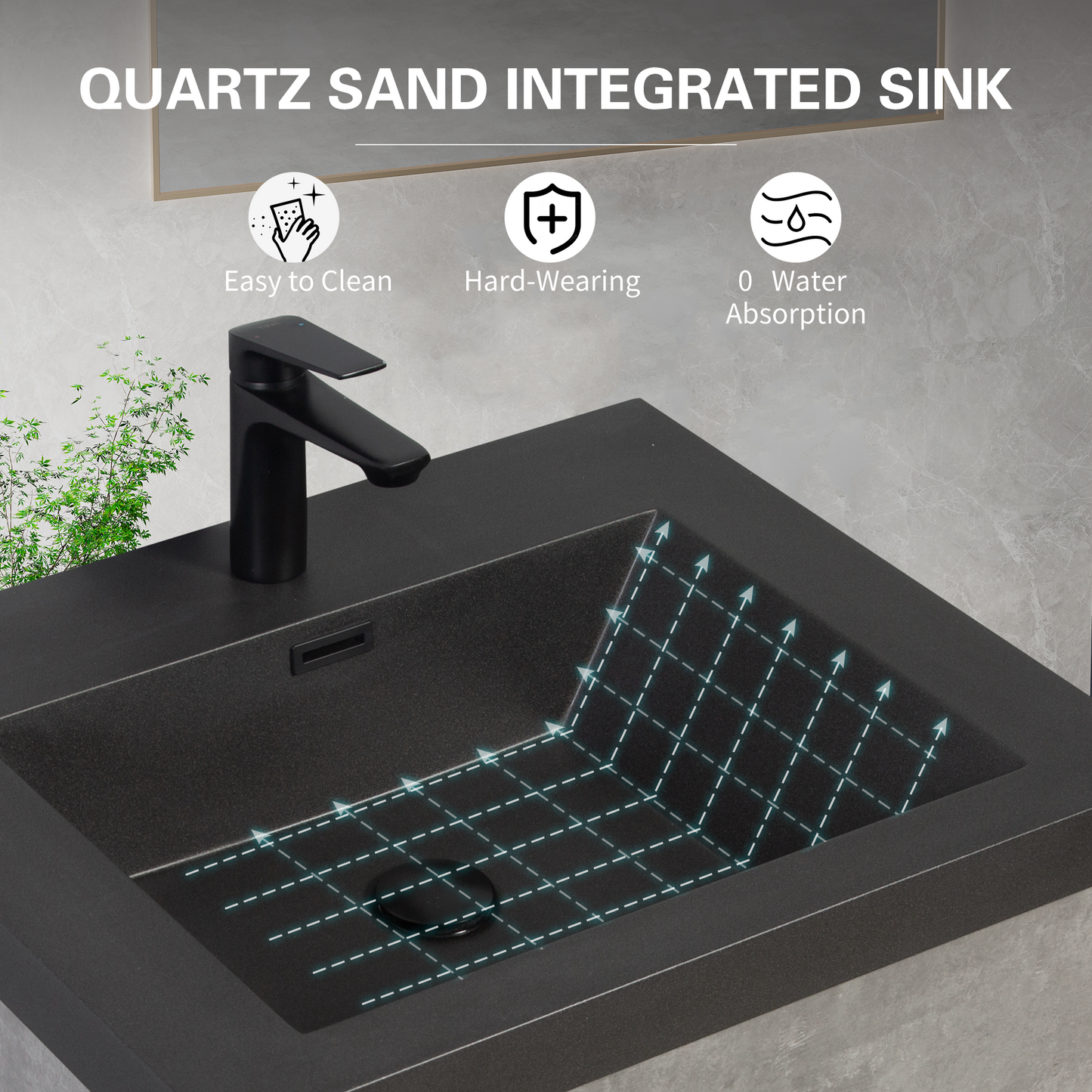 42" Edi - Modern Wall-mounted Bathroom Vanity V12-42GR