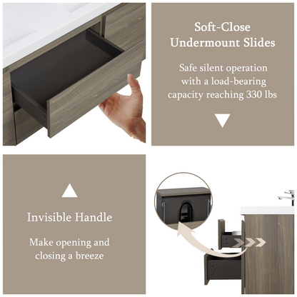 60" Angela - Floating Bathroom Vanity Double Sink Ash Grey V11-60DAG