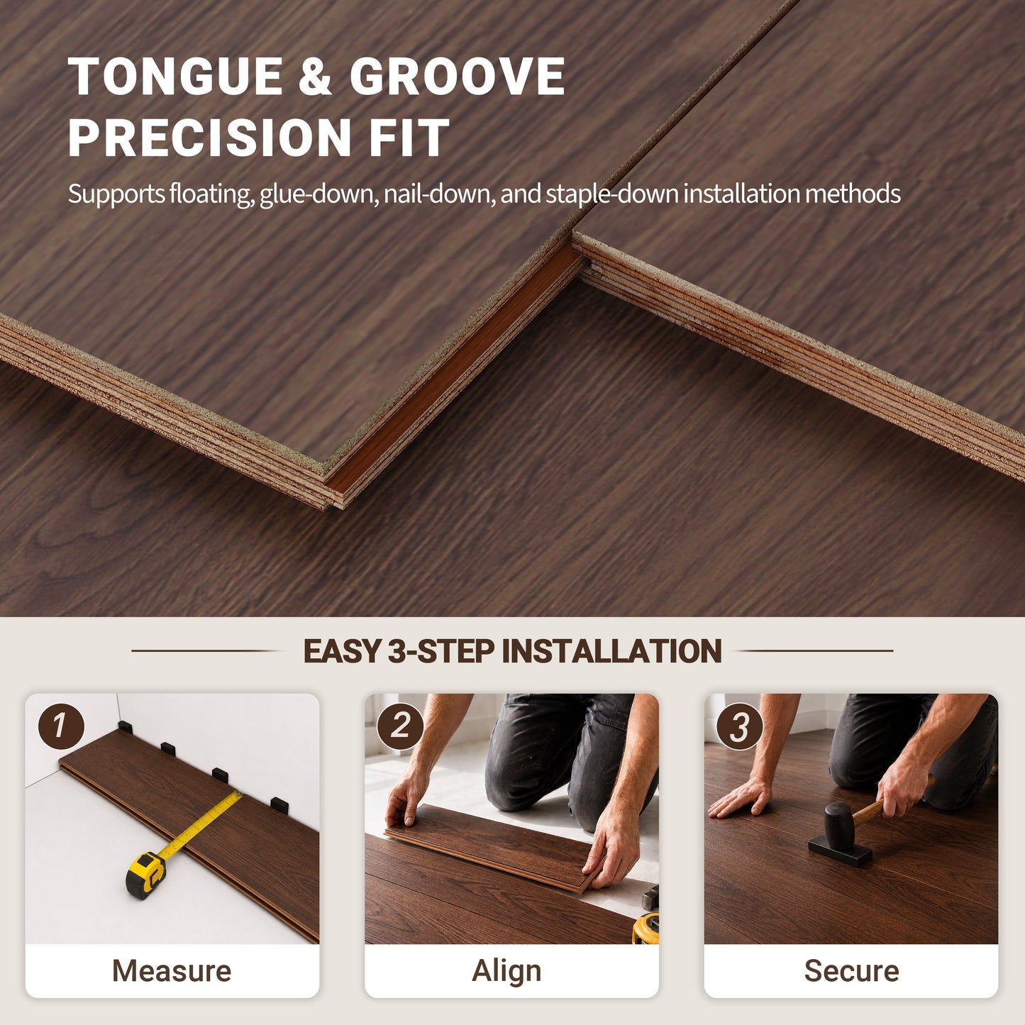 9/16" T x 7-1/2" W Multilayer Engineered Flooring T&G (19.63 Sq. Ft.), Amber Walnut F01-AW