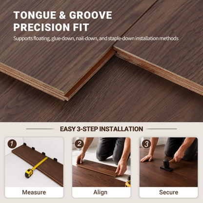 9/16" T x 7-1/2" W Multilayer Engineered Flooring T&G (19.63 Sq. Ft.), Amber Walnut F01-AW
