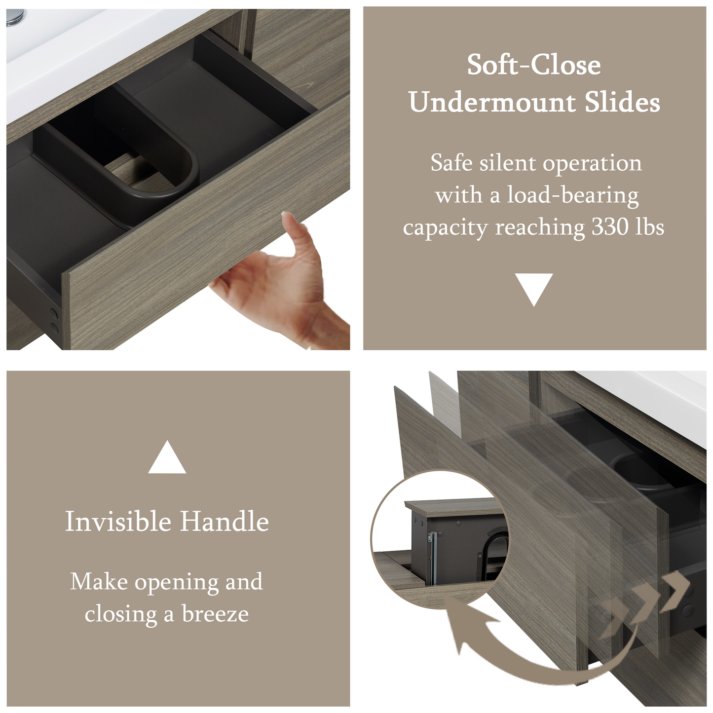 48" Angela - Floating Bathroom Vanity Ash Grey V11-48AG