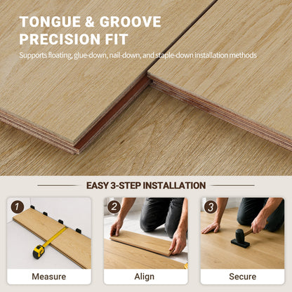 9/16" T x 7-1/2" W Multilayer Engineered Flooring T&G (19.63 Sq. Ft.), Nature Oak F01-NO